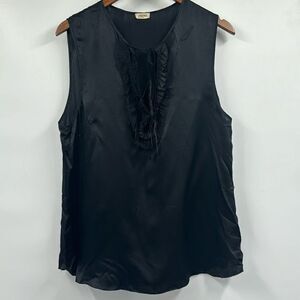 L’AGENCE Silk Ruffled Tank Top with Leather Neck Tie 8